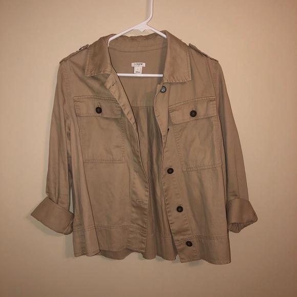 J Crew Factory Beige Safari Shirt Jacket - Picture 2 of 7
